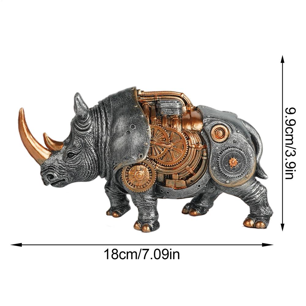 

Animal Figurines Punk Style Collectible Ornament Gear Design Resin Statue for Christmas Living Room Coffee Table Entrance Shelf
