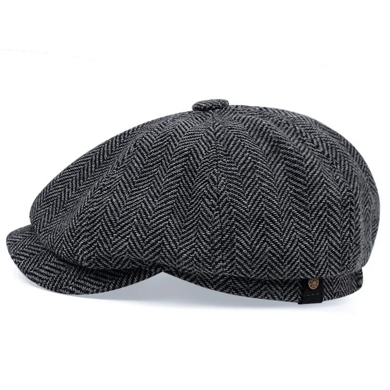 Springtime Retro British Style Newsboy Cap Men Vintage Brand New Octagonal Flat CapCotton Ascot Caps Khaki Male Spring Summer