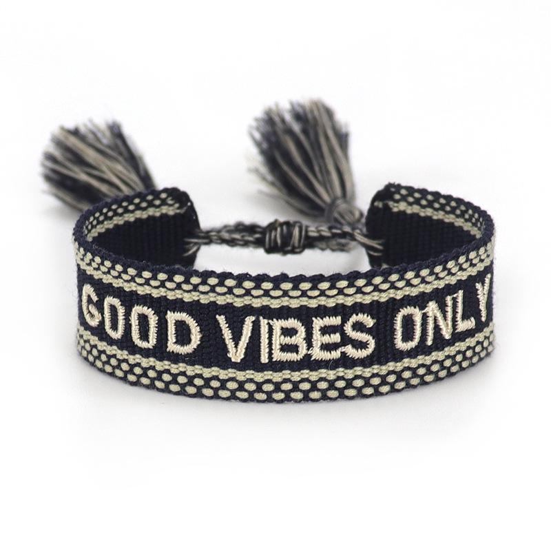 Handmade European Style Embroidered Love Bracelet with Tassels for Girls