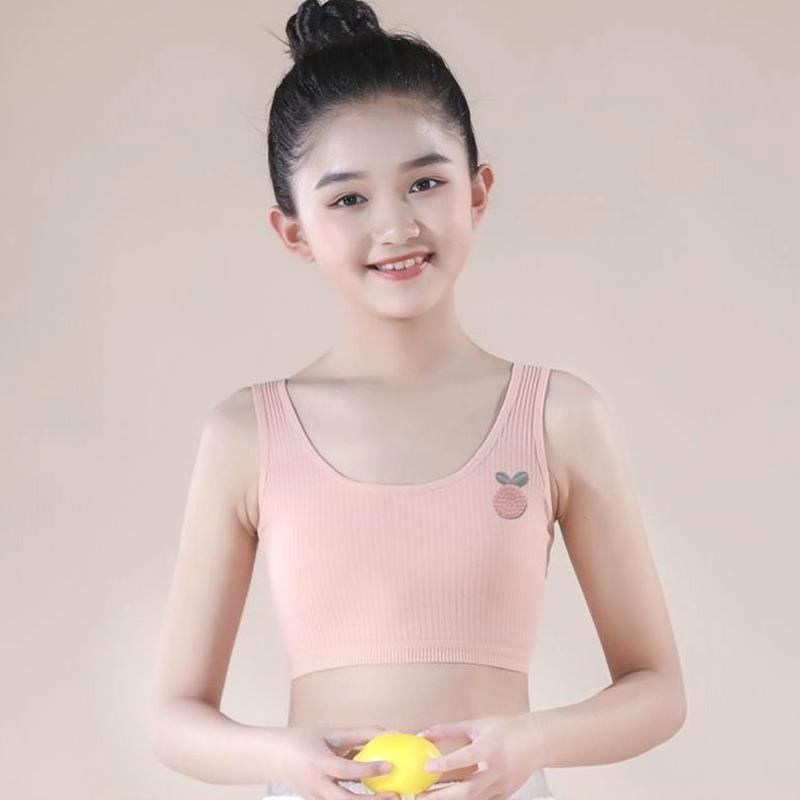 8-16 Years Girls' Cotton Bandeau, Puberty Developmental Camisole with Spaghetti Straps, Training Bra for Primary & Junior High School Students