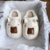 Women's Baotou plush slippers cartoon padded warm winter thick bottom heightened home slippers casual walking indoor shoes snow cotton slippers