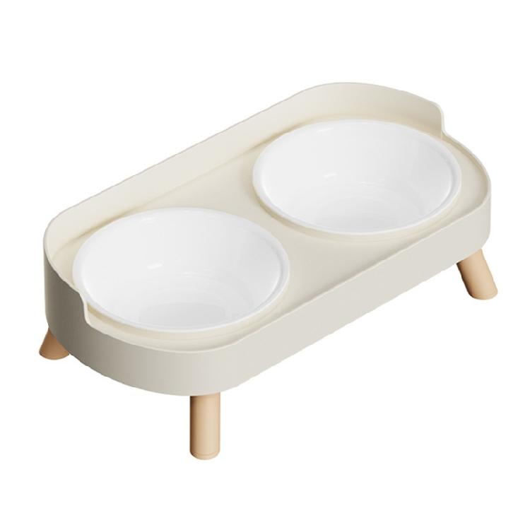Ergonomic Height Cats Dog Pet Feeders With Double Bowls Splash Resistant Shield And Stable Base For Floor Protective