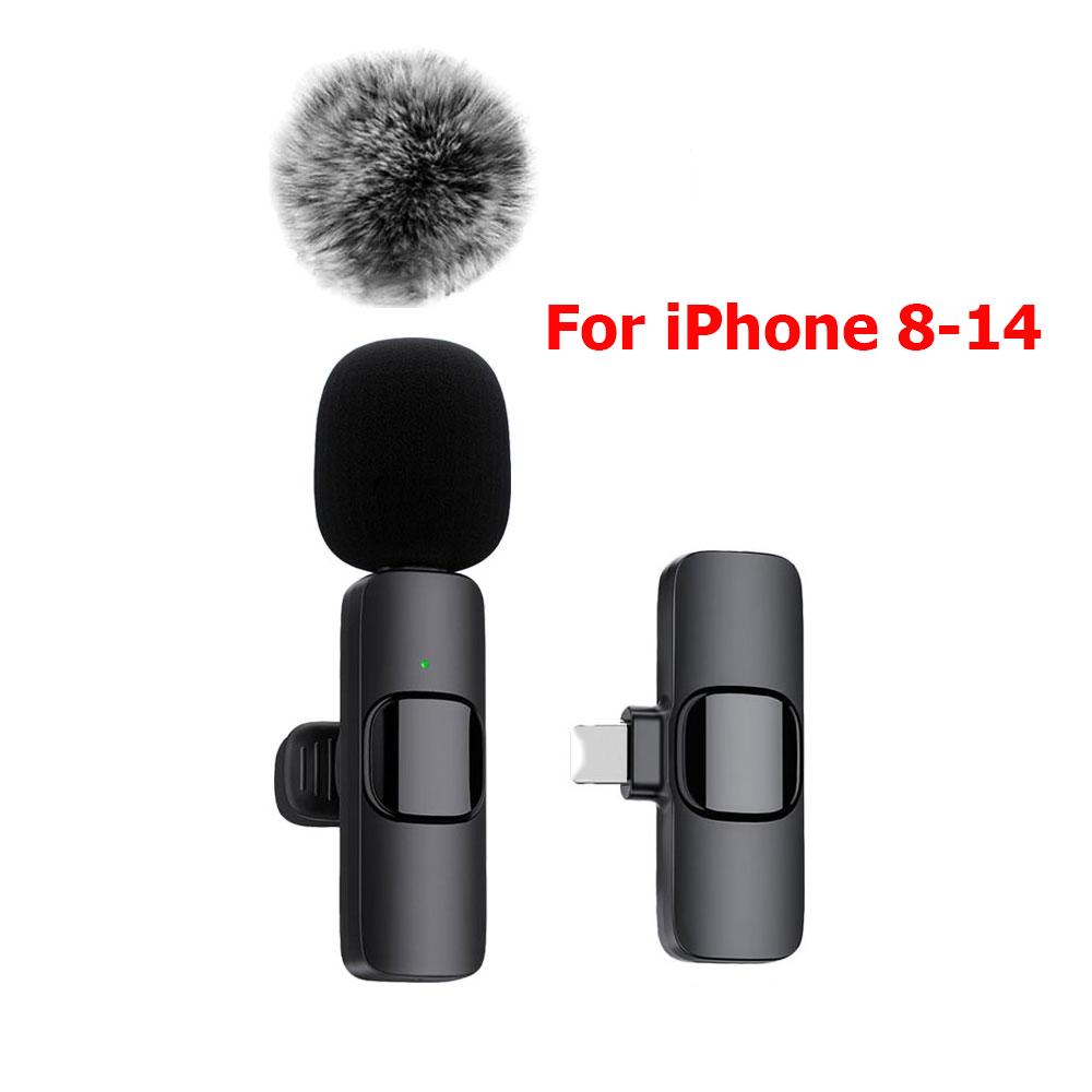 

K60 Wireless Lavalier Microphone Mini Audio Video Recording Mic For iPhone Android Laptop Live Gaming Mobile Phone Microphone 1MIC For iPhone 8-14