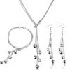 3 Pack Italian Silver Chain Necklace For Ladies, Long Five-Line Chain Frosted Smooth Beads Line Necklace Link Chain Bracelet Fro