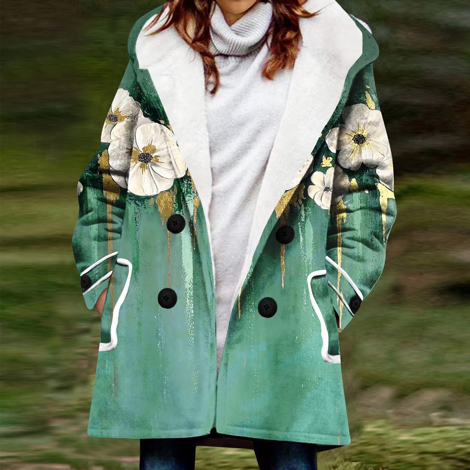 

Жіноче зимове пальто. Тепла куртка з волохатим пухом і гудзиками XXL зелений