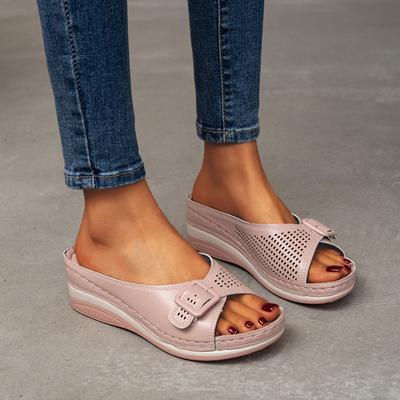 Summer Women's Outer Wear Thick Bottom Slope with Ladies Flip Flops