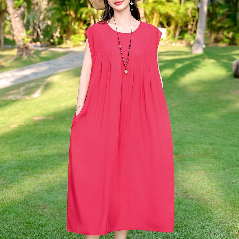 Plus Size Elegant Women's Summer Dress Casual Loose Long Dress Female Vintage Clothes