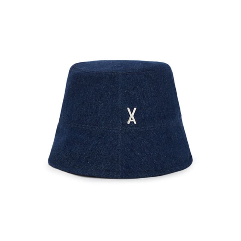 VARZAR VA Studded Non-Washed Denim Drop Bucket Hat Indigo