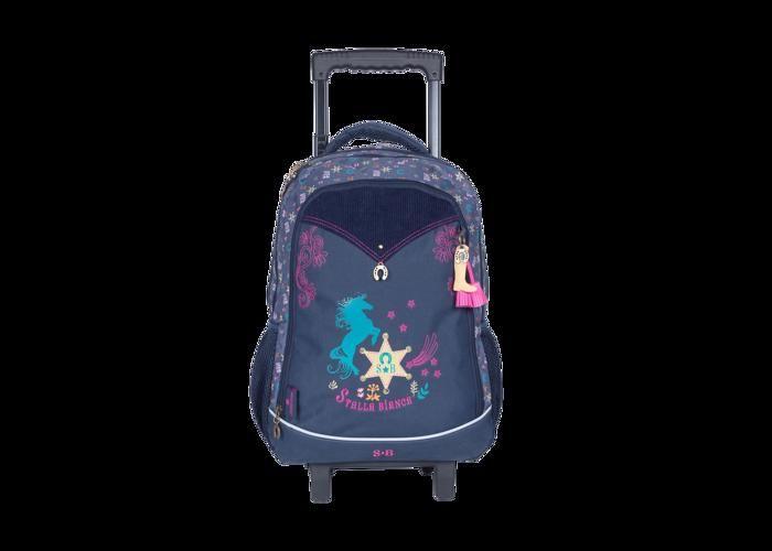 Sac à dos à roulettes - Stella Bianca - Western - Bleu - 35cm x 43cm x 16cm - Fille