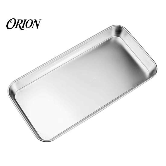 Polished Stainless Steel Dish Serving Plates, Commercial Condiment Snack Kitchen Prep Metal Plates Tray, Grill Baking Steamer Pan for Homemade Noodles
