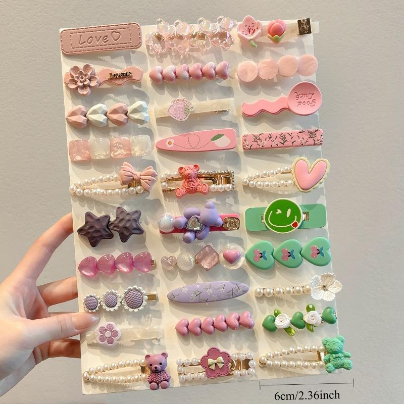 5PCS children's pink hairpin girl forehead bangs clip little girl cute broken hair bb clip headgear duck bill clip hairpin girl