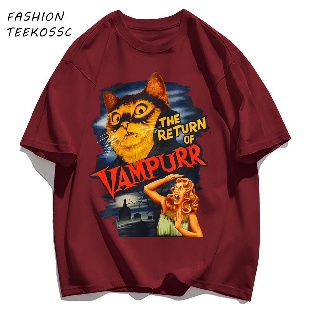 The Return Of Cat Print Men T Shirts AllMatch Soft Short Sleeve Hip Hop Fashion Summer Basics TShirt Unisex Cotton Loose Top