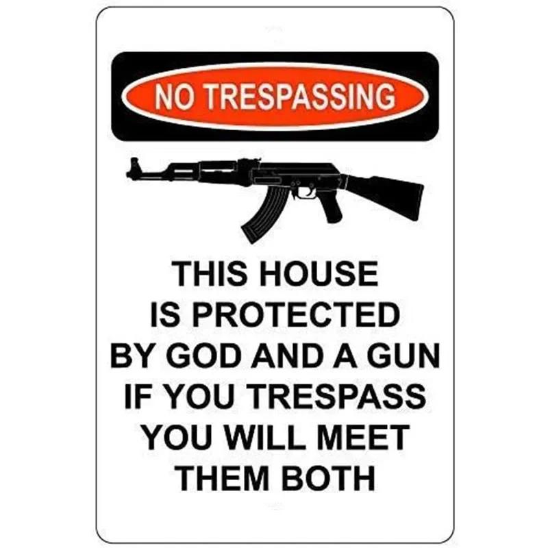 Retro No Trespassing Metal Poster Iron Decoration Perfect for Home Cafe Garage Club Bar Pubs
