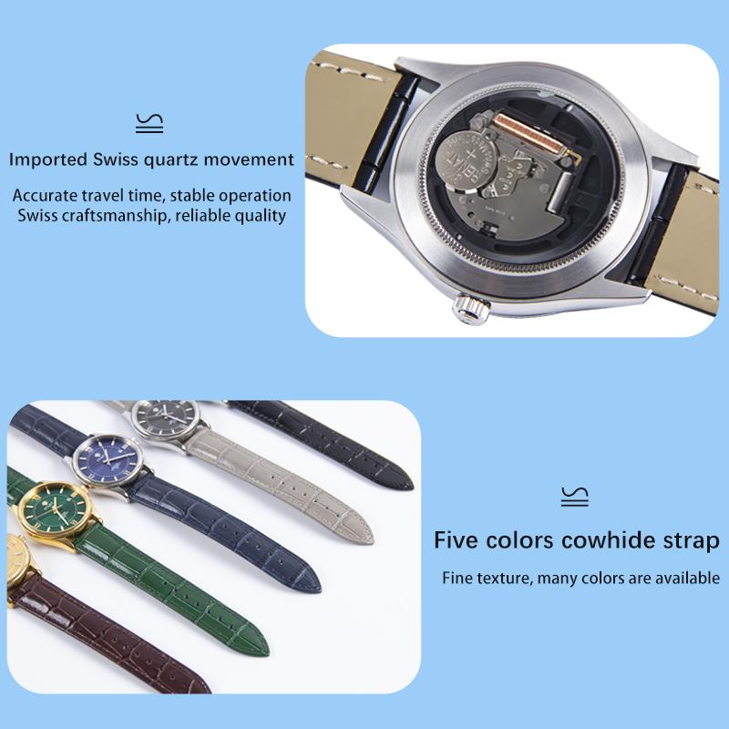 START-Fashionable Men's Watch Swiss Imported Movement Quartz Men's Watch Luminous Roman Dial Date Function