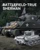 Piececool M4 Sherman Medium Tank 3D Puzzle Assembly No Glue Needed Difficulty 4 Stars Suitable for Adults Collectible (Metal) - Required, - Level
