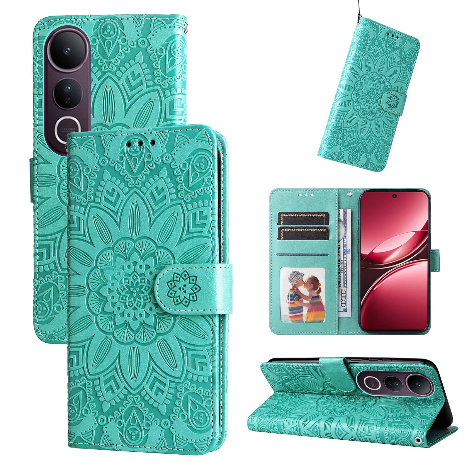 

For vivo V50 Lite 5G/vivo V50 Lite 4G Case Sunflower Imprint Leather Wallet Phone Cover Red