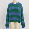 Autumn and Winter Fashion New Sweater Round Neck Contrasting Stripes Casual Retro Lazy Style Pullover 3565