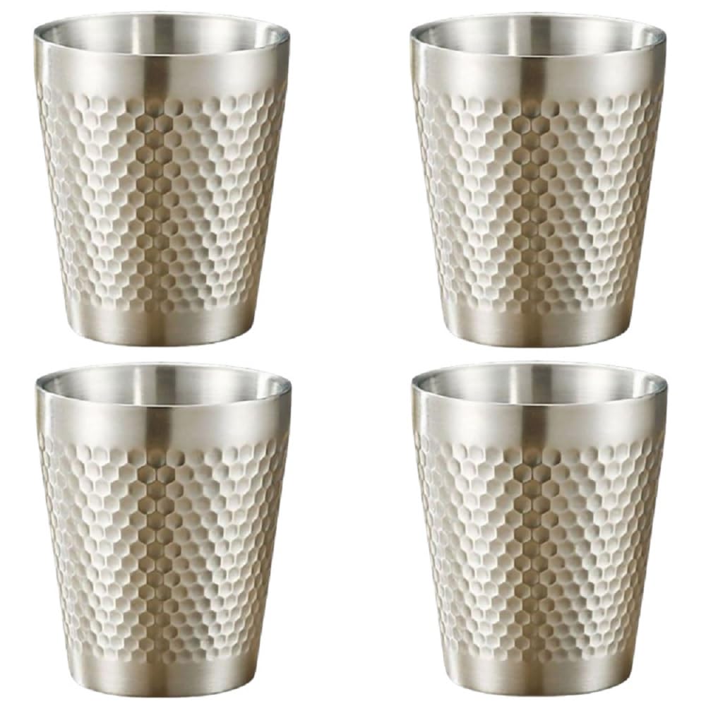 

ARARAGI Stainless Vacuum Double Keeps Drinks Hot or Cold of Tumbler, Steel, Insulated, Walled, 300ml, SUS304, (Set 4, 300ml, Silver)