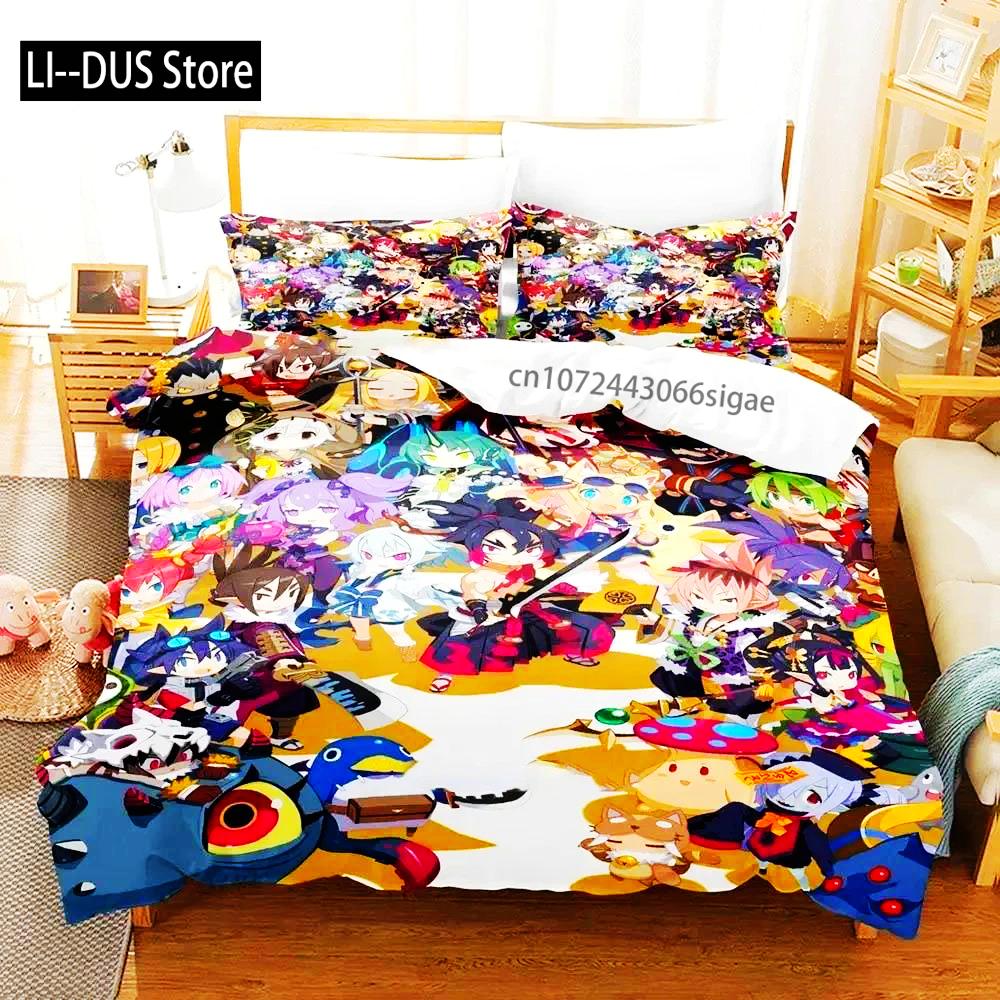 Anime Disgaea Bettwäsche-Set Bettbezug Bett-Set Steppdeckenbezug Kissenbezug Bettdecke King Queen Size Jungen Erwachsene Bettwäsche-Set