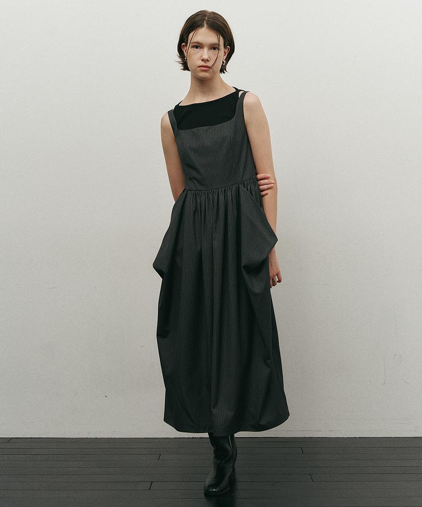 Make A Toast Shirred Volume Pocket Dress Striped Mbefop002St