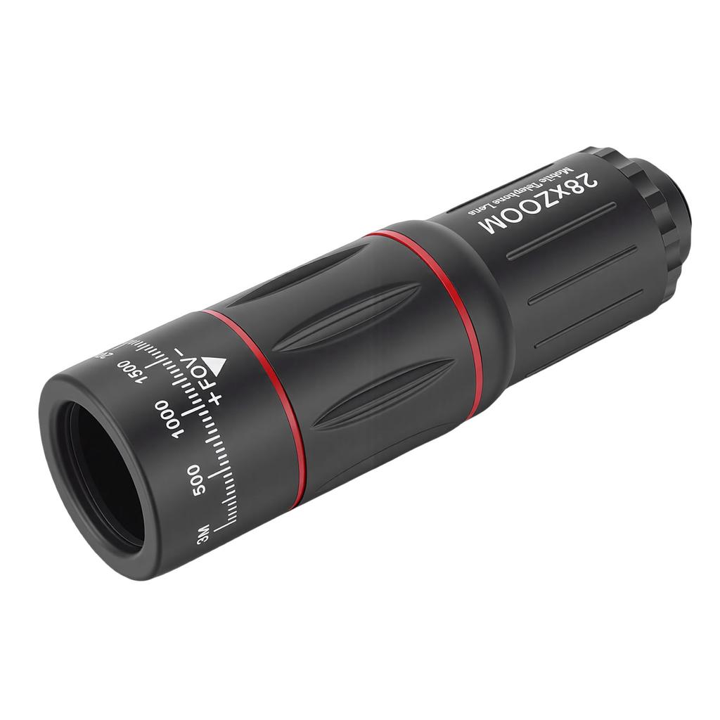 Phone Camera Lens Kit 28X Telescope Lens 198 degrees  Fisheye Lens 0.6X Wide Angle Lens 20X Macro Lens with Lens Clamp Tripod for Travel Concert Photo