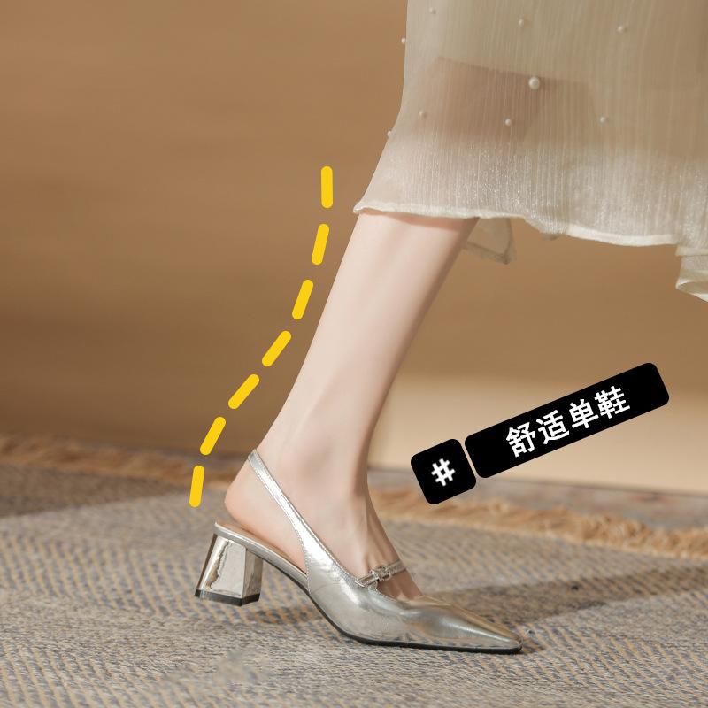 Classic fashion women's square head empty sandals versatile girl skirt with women