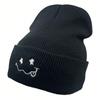 1pc Cute Expression Embroidered Knitted Hat Winter Warm And Versatile Couple Hats For Men And Women