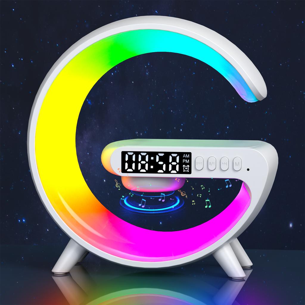 Multifunction Wireless Charger Pad Stand Speaker TF RGB Night Light 15W Fast Charging Station for iPhone Samsung Xiaomi