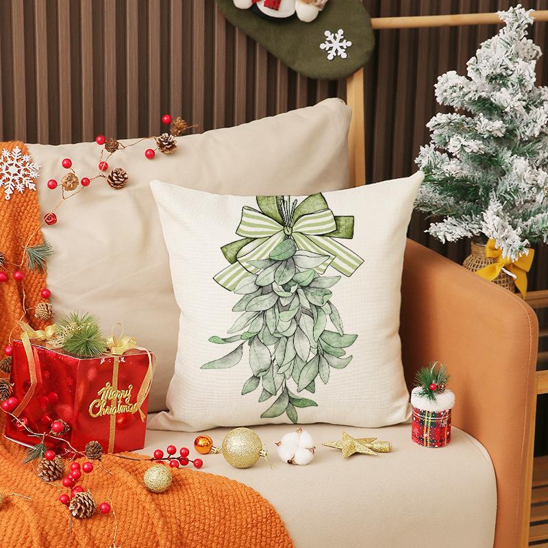 

Рождественская наволочка для подушки, украшение для автомобиля, льняная с принтом сосны, подушка для гостиной, диванная подушка, подушка 45X45cm (pillowcase only)