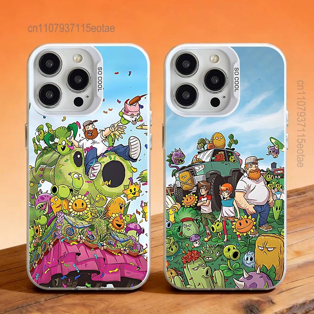 P-Plants Vs Zombies Game Phone Case For iPhone 12,16,17,14,13,15,11,Pro,XS,Max,Plus,Mini,SE4,E White Matte Shockproof Cover