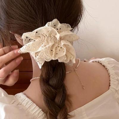 Exquisitos Elásticos Lolita Encaje Scrunchies Encaje Sobredimensionado Lazos Franceses para el Pelo Soporte para Coleta Diademas Accesorios para el Pelo