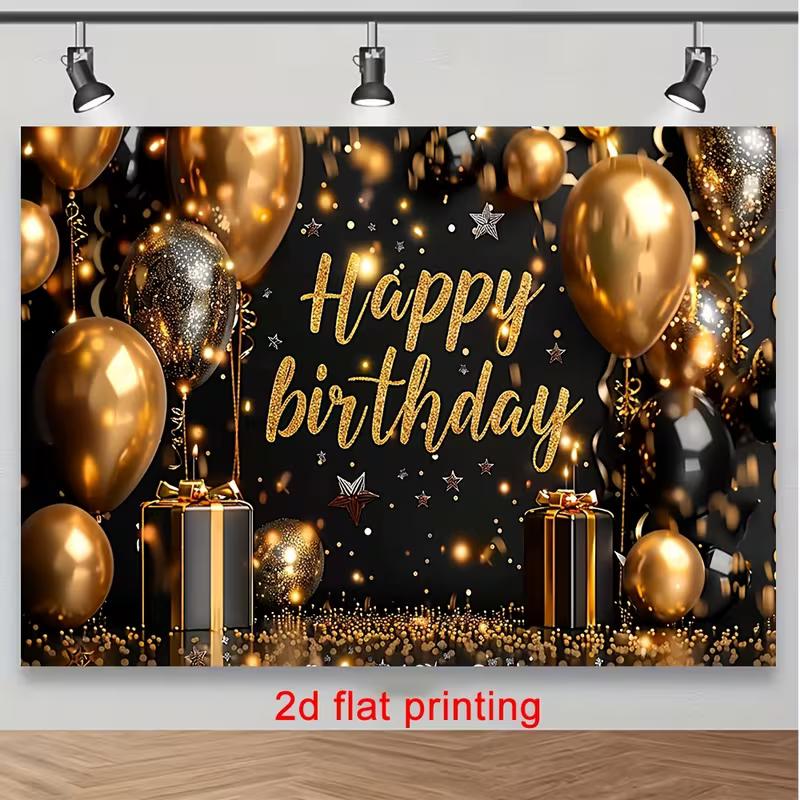 2D Luxury Black Golden Confetti Birthday Photography Background Cloth