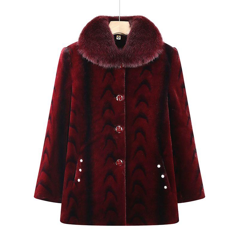 Winter Women's Mink Fleece Fur Coat Mid-Length Plus Size Faux Fur Coat Soft Warm Fleece Fluffy Coat