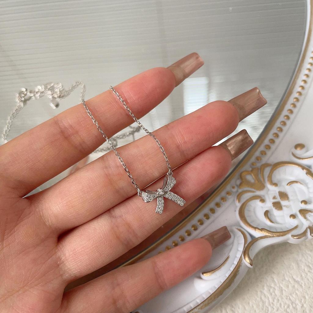 Sterling Sølv S925 Luksuriøst Sløyfe Halskjede - Minimalistisk Kragebenskjede Choker