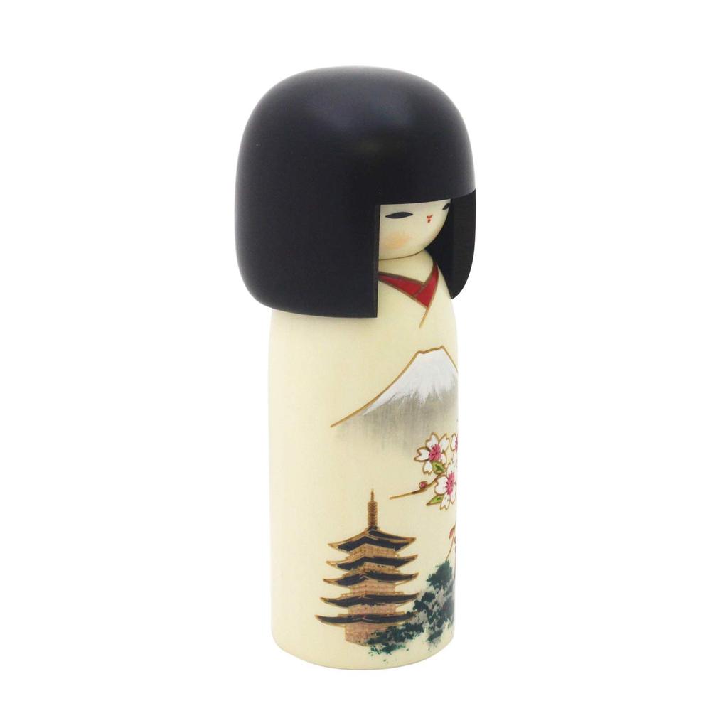 Usaburo Kokeshi Doll Overall Mount C268 Figurine, White, Length 18.5cm, Fuji,