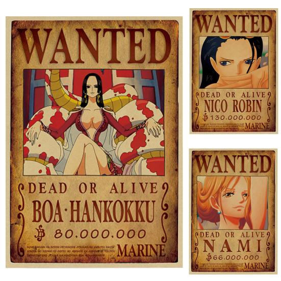 One Piece Affisch med Efterlyst-motiv Vintage Kraftpapper Tapet Dekorativ Målning Gåva