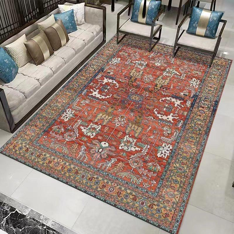 Luxury Thick Soft Low-Pile Retro Style Mat Machine Washable Comfortable Suitable for Living Room Bedroom Office Kitchen Floor