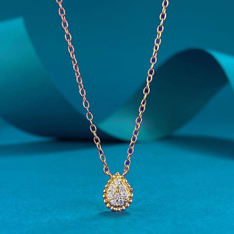 

Bohemian Gold-Plated S925 Silver Teardrop Pendant Necklace S925 Silver