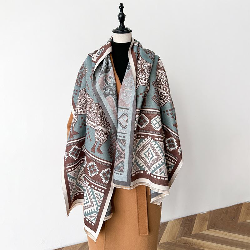 Travel Imitation Cashmere Ethnic Style Women'S Warm Scarf Cool Alpaca Print Fashionable And Elegant Shawl