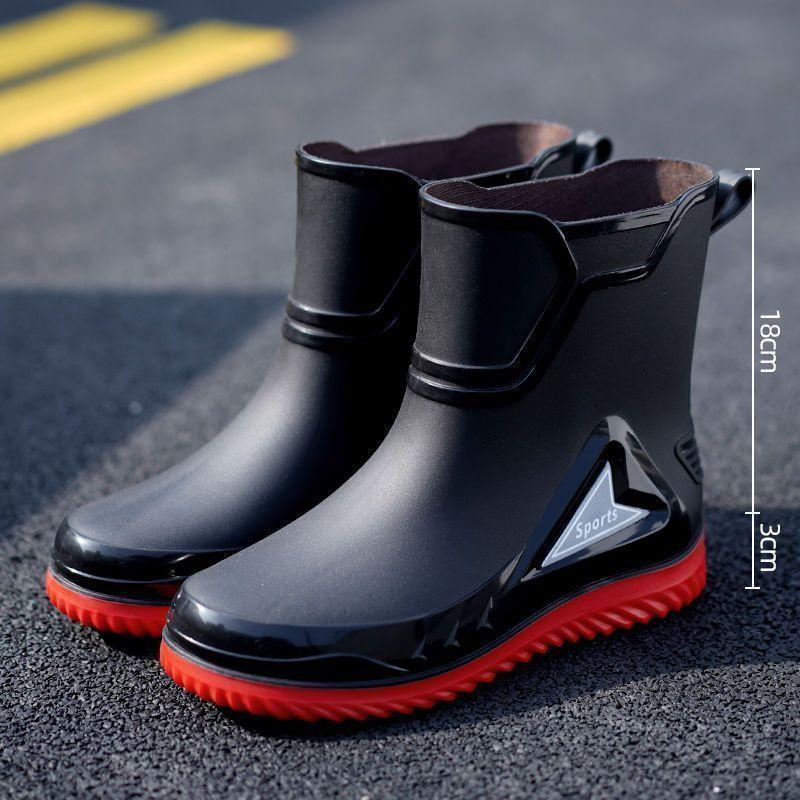 rain boots bundle waterproof rain shoes men's closed water boots non-slip work velvet cotton warm