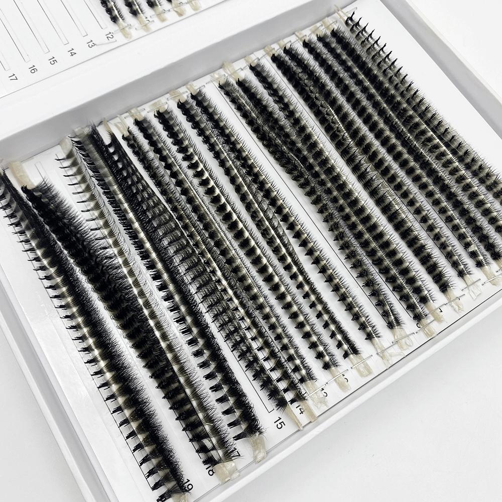 Custom Ultra Dark Black 12D 14D 16D 20D Volume Lashes Short Stem Pointy Base Yy W Shaped Premade Fans Lashes Extension Supplies