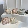 Large Capacity Pearl Feeling Pumping Belt Trendy Wind Crossbody Portable Bucket Women's Bag