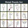 Metal Wire Brain Puzzles Set 12 Pcs Brain Teaser Puzzle Toys for Kids, Teens & Adult, Interlock Magic Trick Toy for Gift Party Favor & Games - A