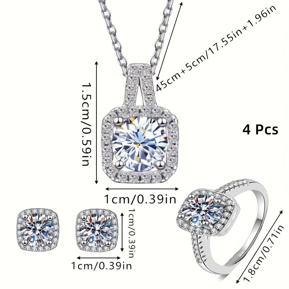 4-piece Sparkling Crystal Diamond Jewelry Set! Necklace, Ring, and Earrings, Finely Cut and Dazzling, Fashionable and Versatile