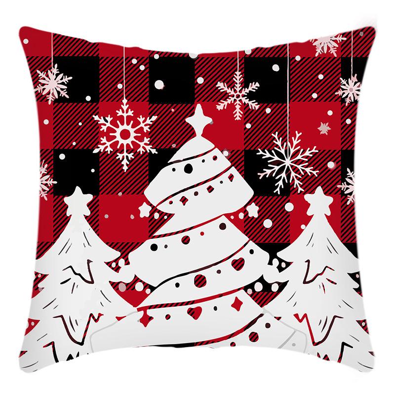New Christmas Pillow Cover Christmas Wreath Print Elk Deer House Ornament Holiday Pillow Cover Premium Durable
