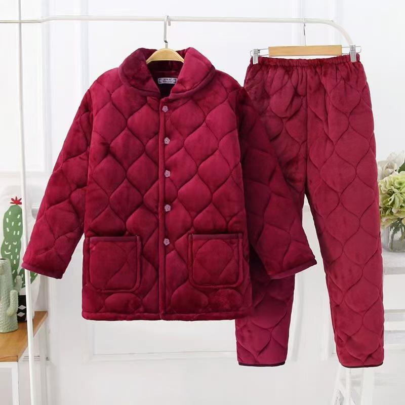 

Women s Coral Fleece Flannel Pajamas: Warm, Thick, Quilted, Autumn/Winter Home Wear. Luxurious, Can Be Worn Outside. L