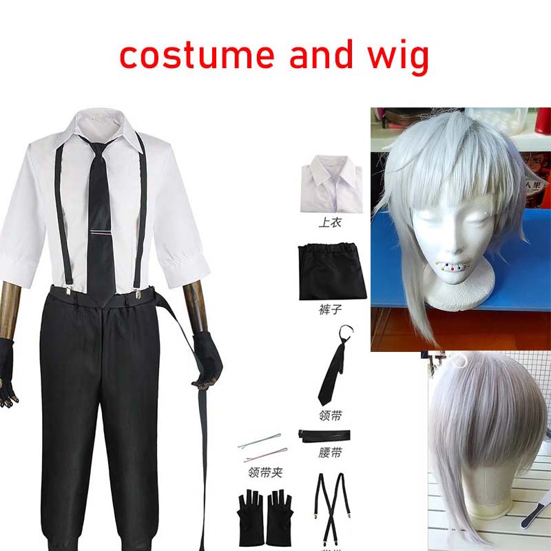 Nakajima Atsushi Cosplay Costume Shirt Pants Wig Nakajima Atsushi Full Set With Outfits Wig For Comic Con