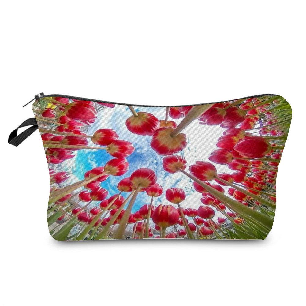 Damen Blumenmuster Kosmetiktasche Toilettenartikel Organizer Reiseaufbewahrungskoffer 6757