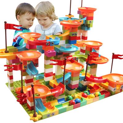 77-308PCS Mermer Yarış Koşusu Büyük Blok Uyumlu Şehir Yapı Blokları Huni Kaydırak Blokları Kendin Yap Büyük Tuğlalar Oyuncaklar Çocuklar İçin Hediye