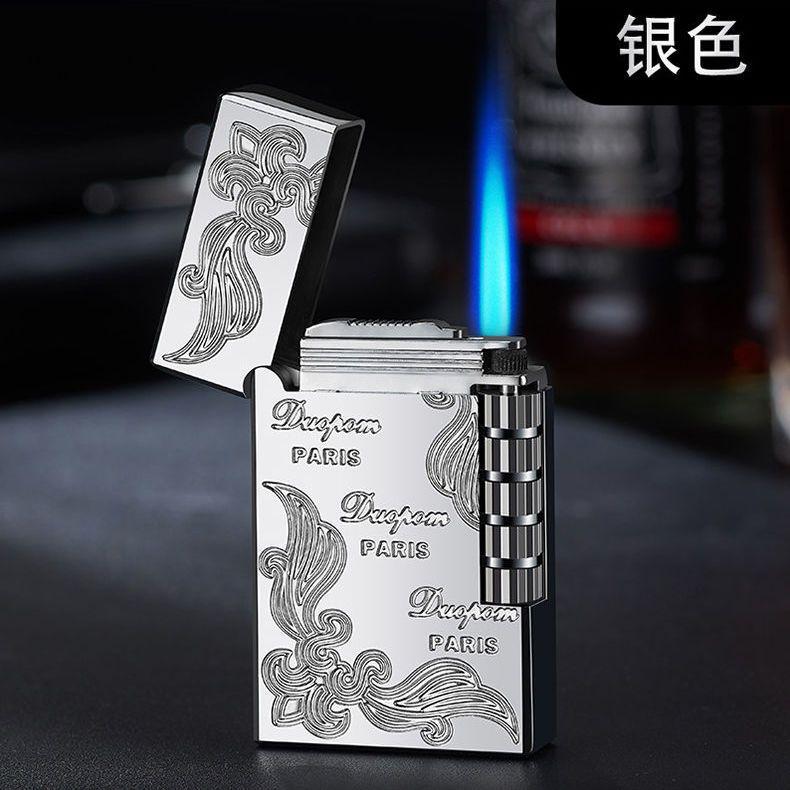 New Classic High End Langsheng Inflatable Windproof Direct Charge Lighter Blue Flame Business Gift Cigarette Accessories